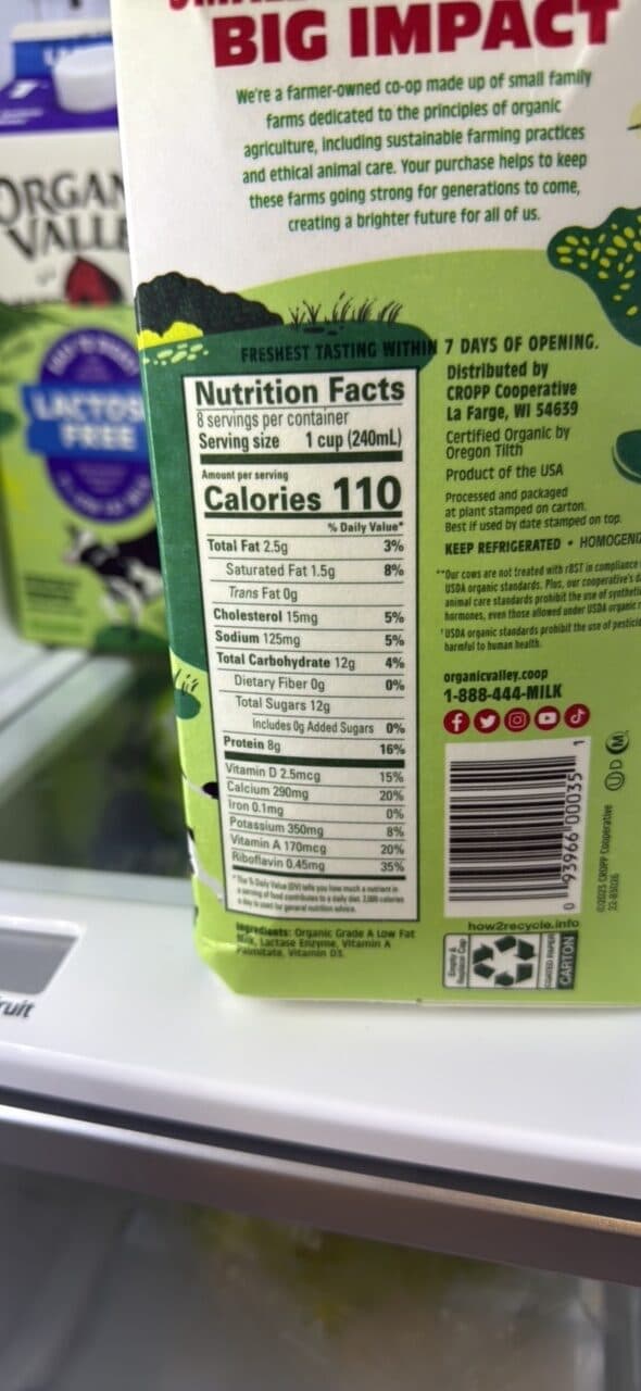 Organic Valley Lactose Free 1% Low Fat Milk packshot