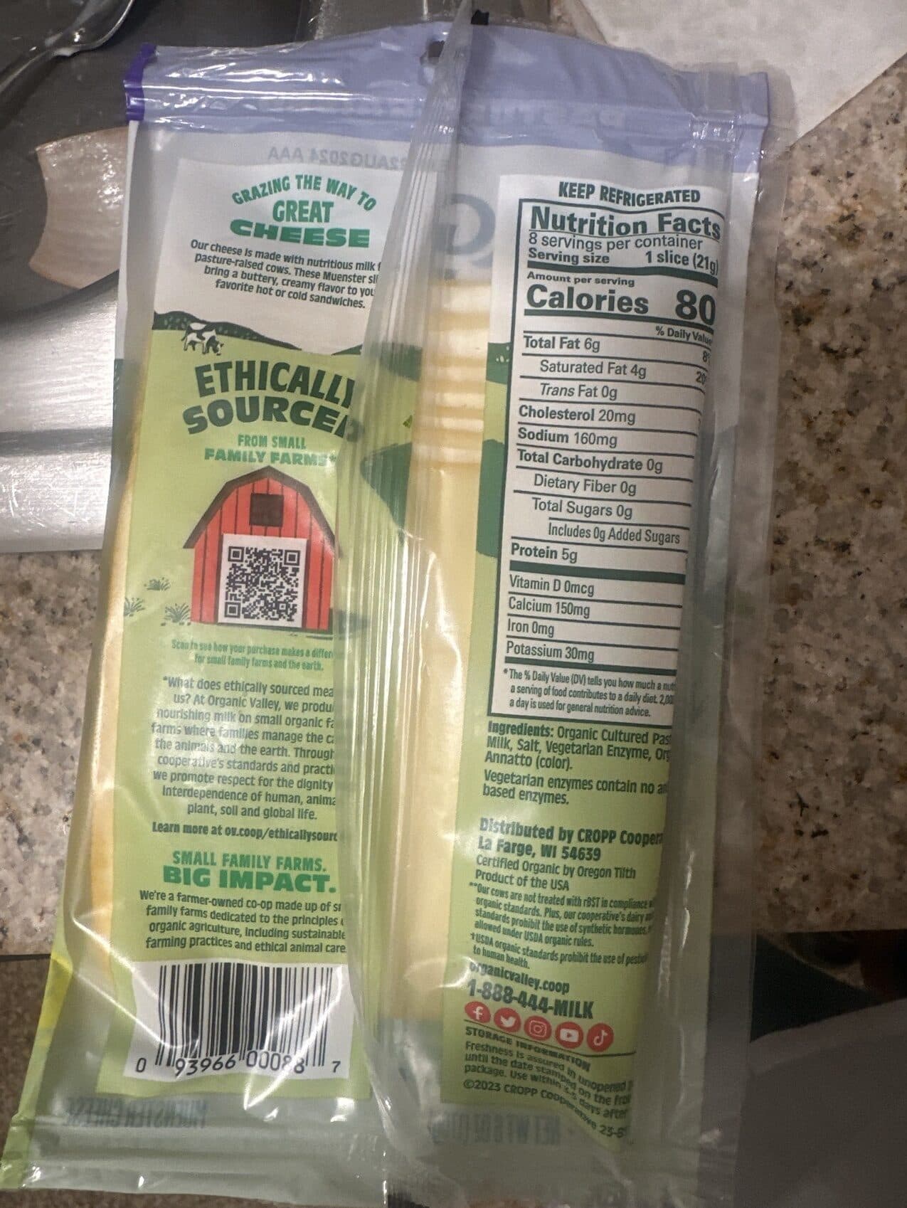 Organic Valley Muenster Cheese Deli Slices packshot