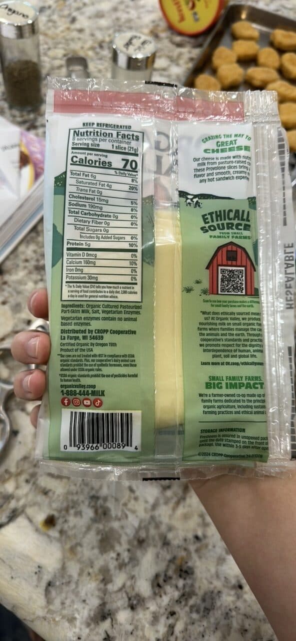Organic Valley Provolone packshot