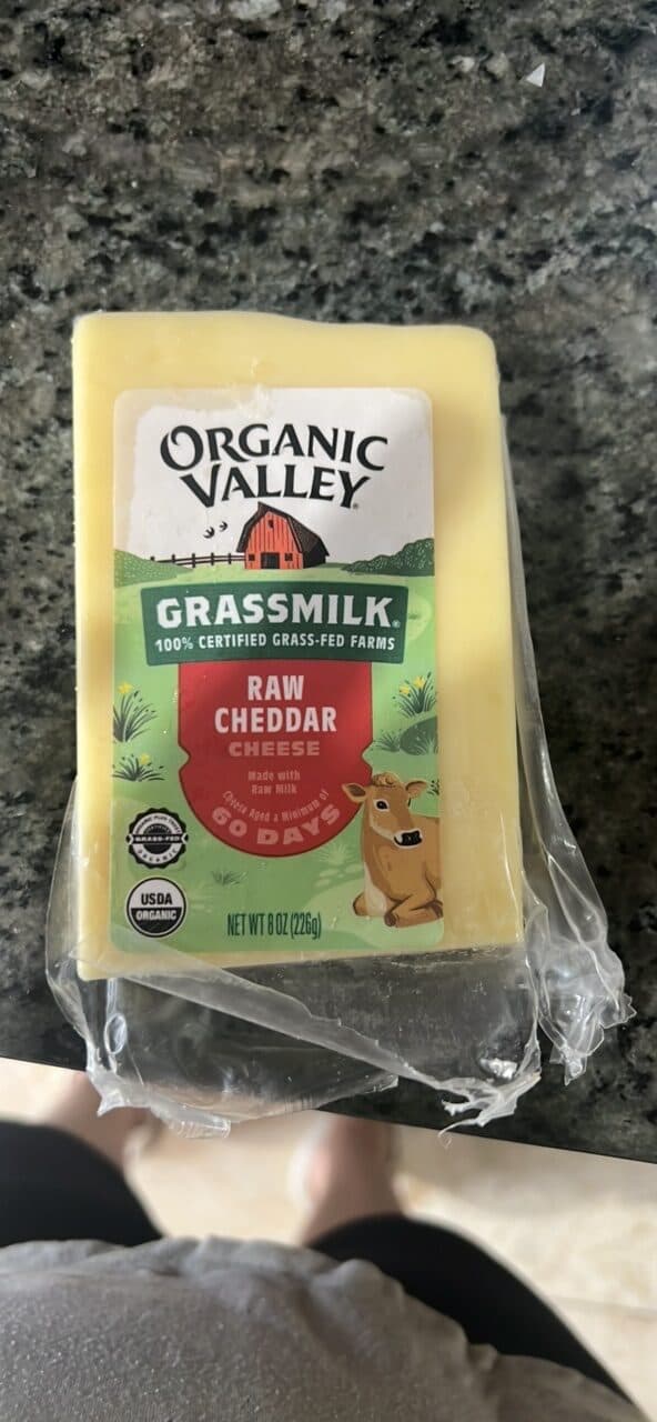 Organic Valley Raw Cheddar Cheese packshot