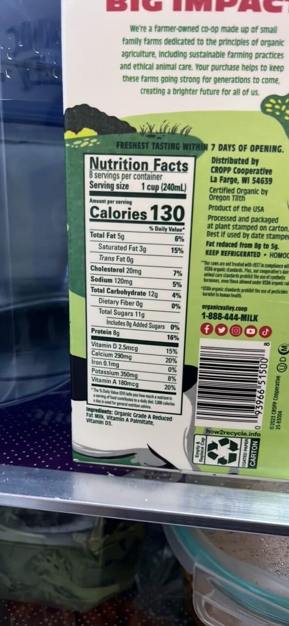 Organic Valley Reduced Fat Milk packshot