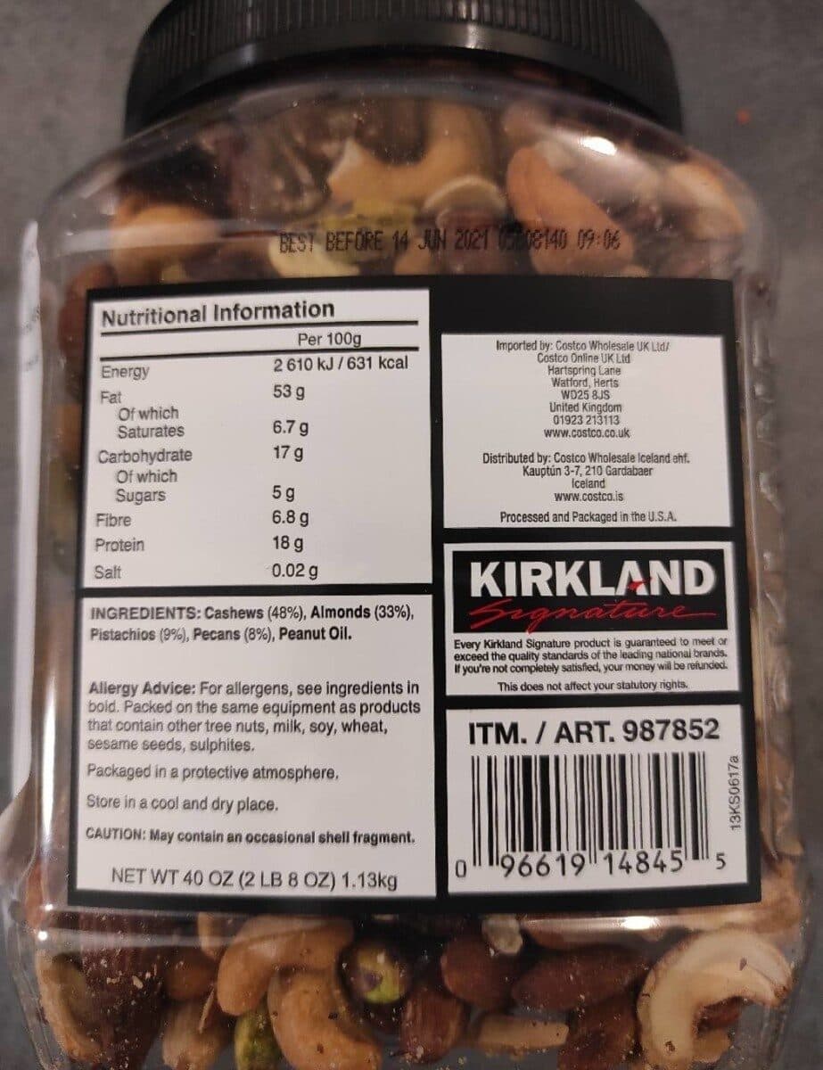 Kirkland signature Kirkland Signature Extra Fancy Unsalted Mixed Nuts: 1.13KG Tub packshot