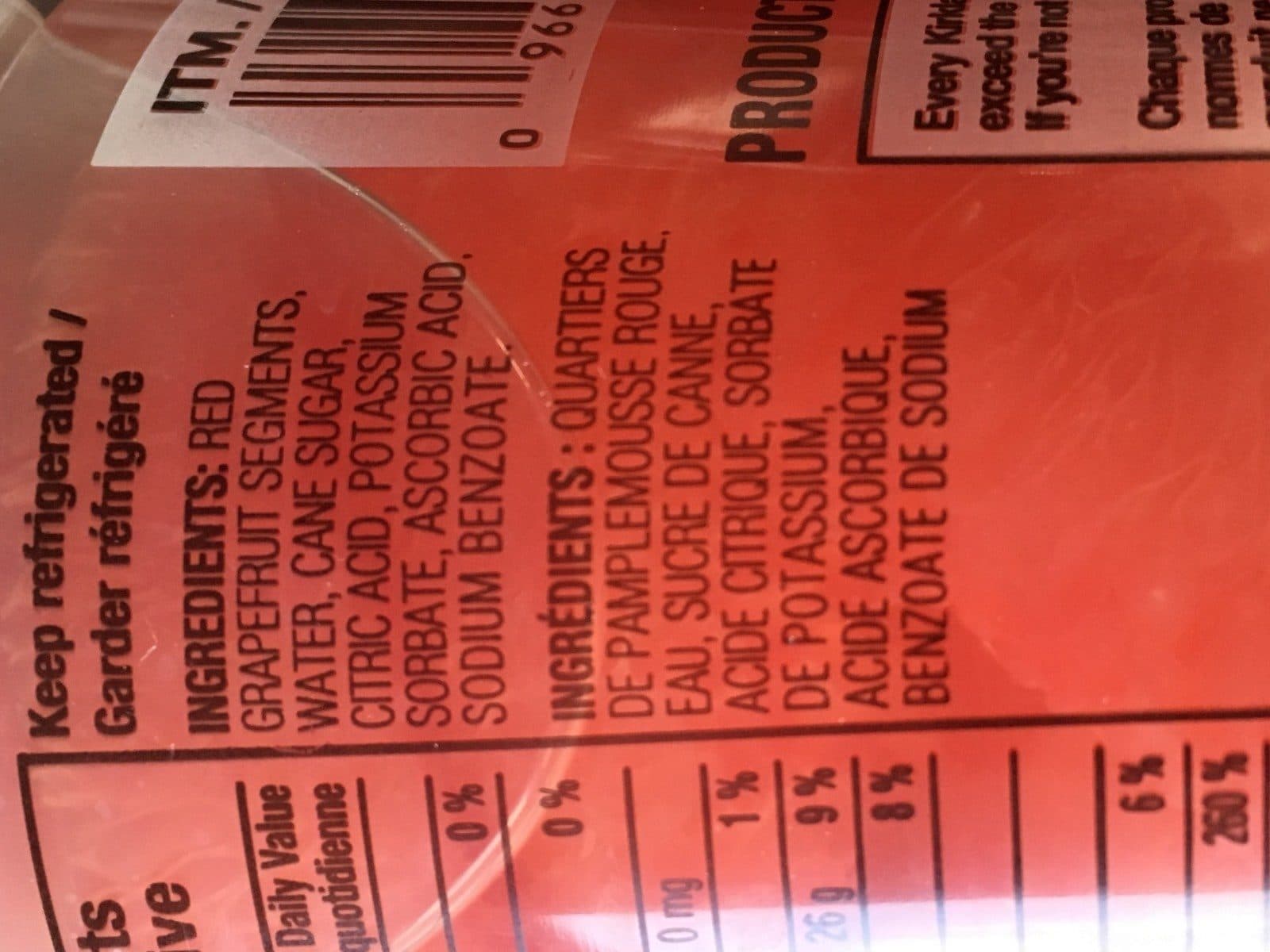 Kirkland Quartiers de pamplemousse rouge packshot