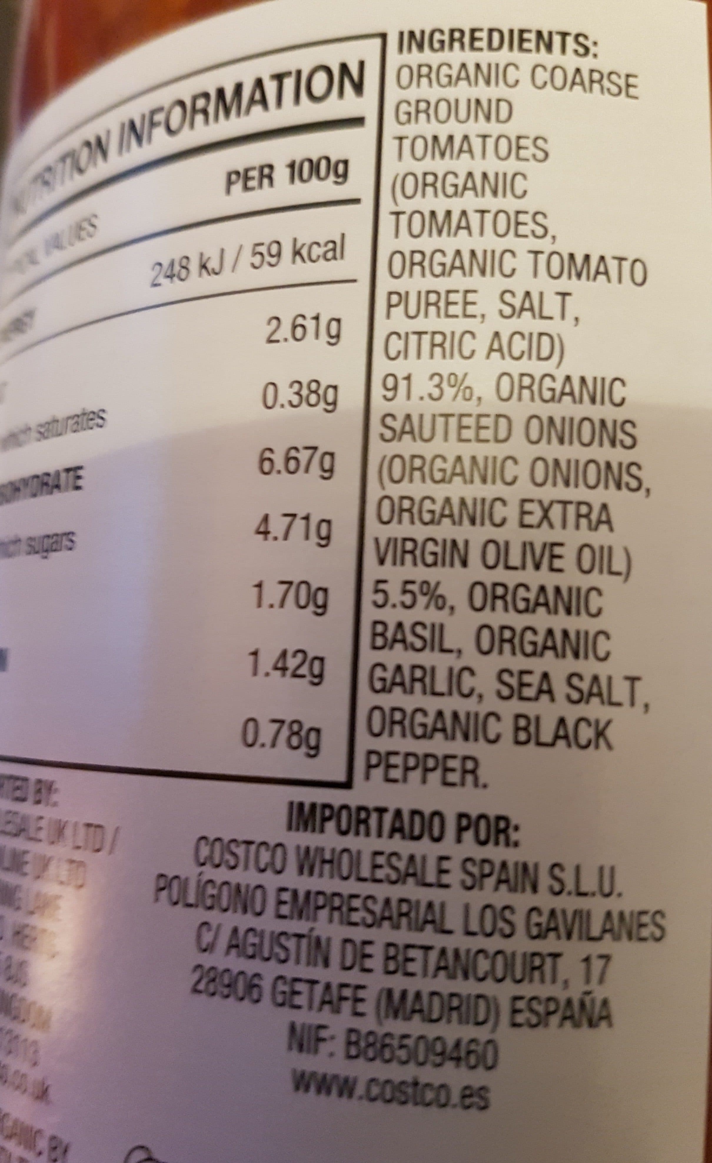 Kirkland signature Organic Marinara sauce packshot