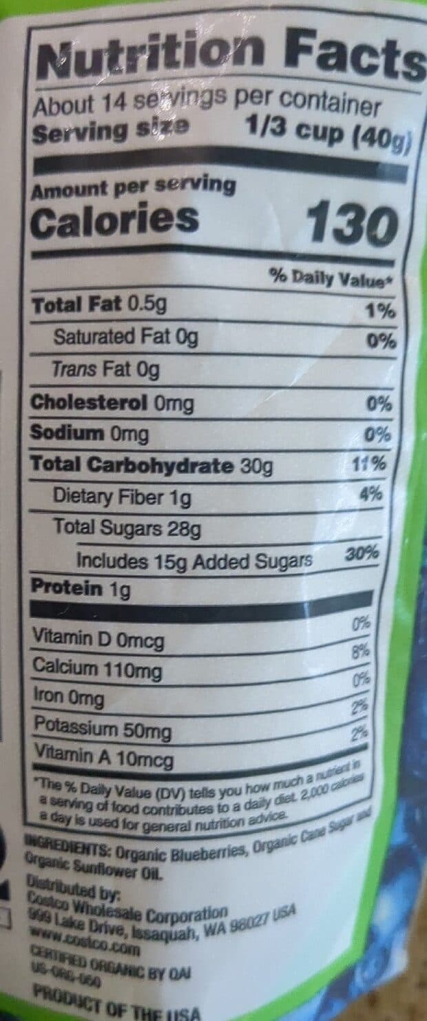 Kirkland signature Whole dried blueberries packshot