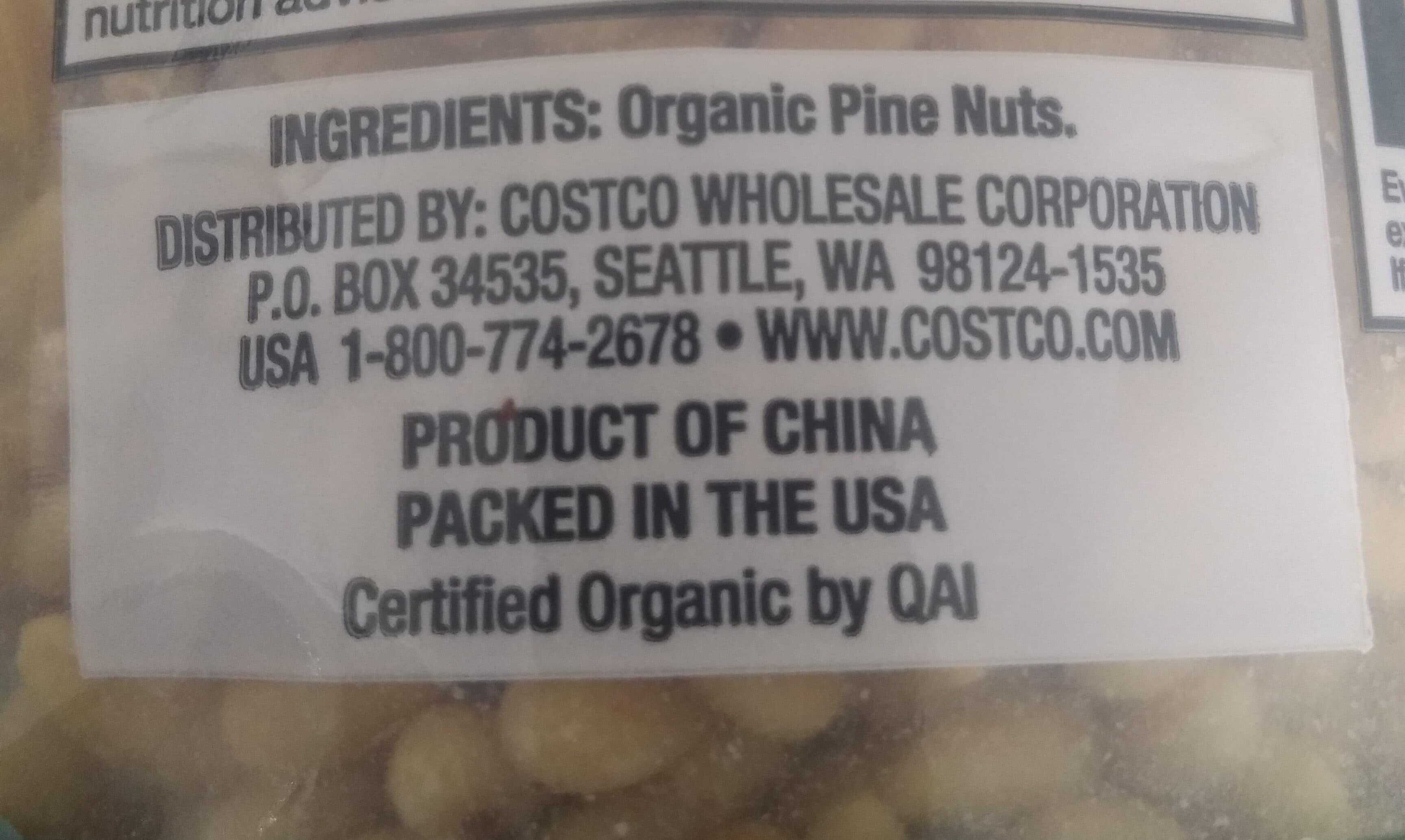 KIRKLAND Organic Pine Nuts packshot