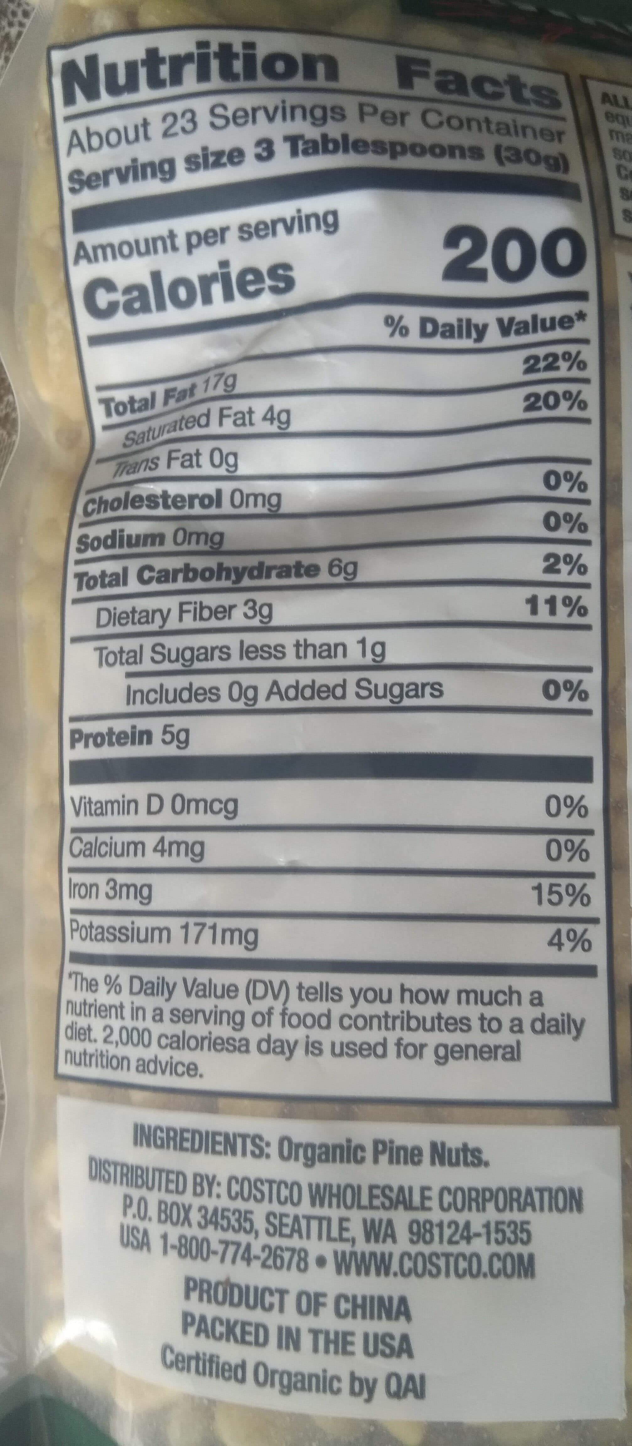 KIRKLAND Organic Pine Nuts packshot