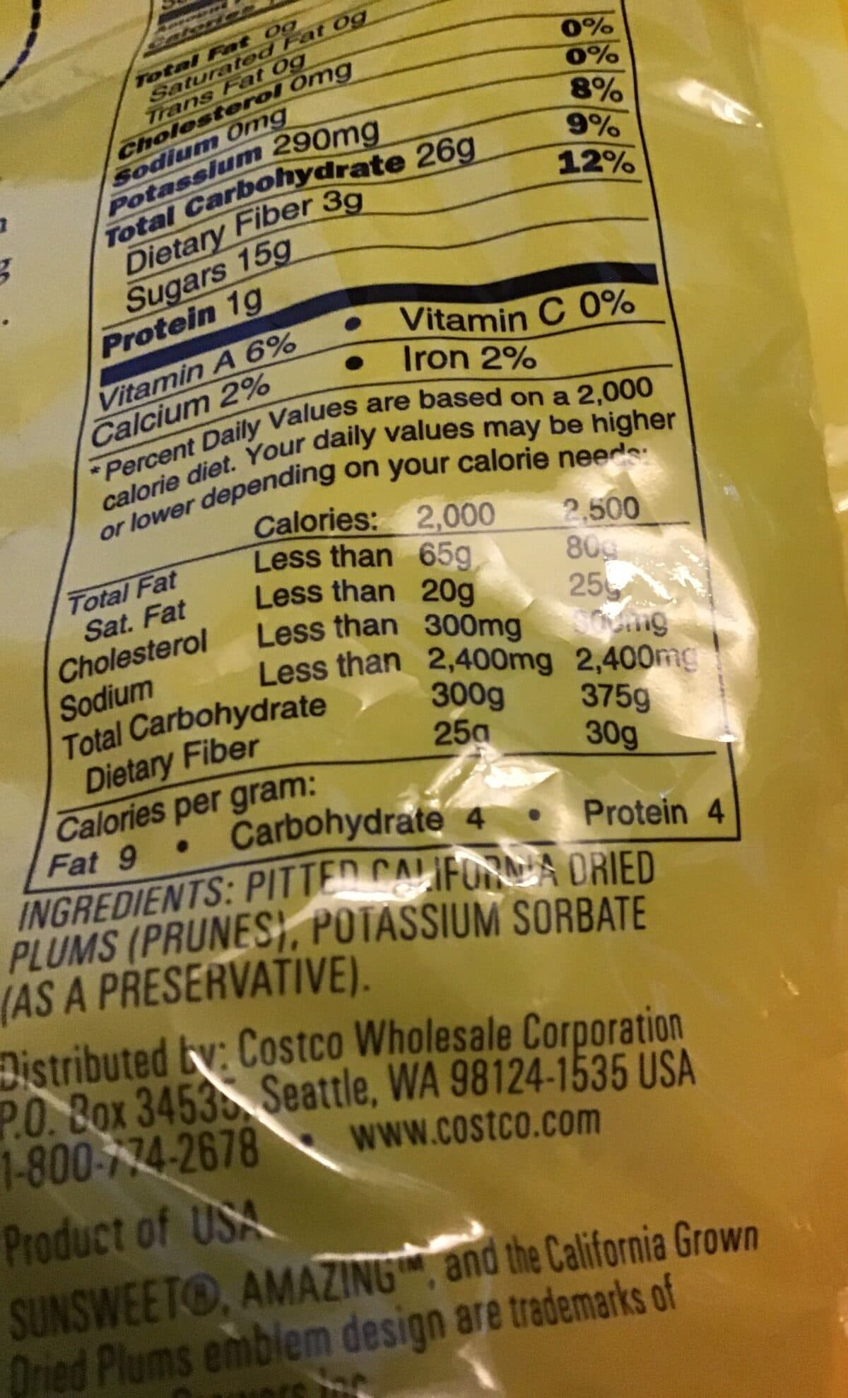 Kirkland Signature Dried Plums packshot