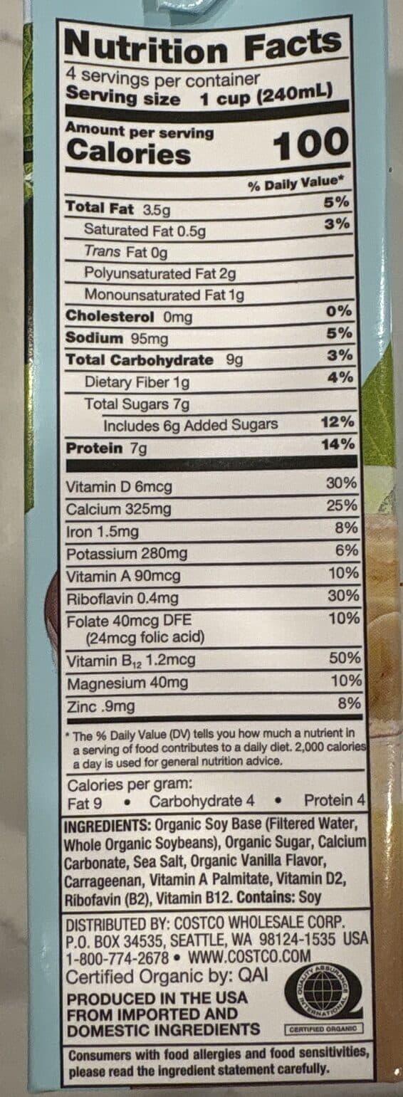 Kirkland Organic Soy Vanilla packshot