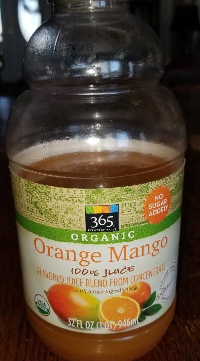 365 Everyday Value Orange mango flavored 100% juice blend from concentrate, orange mango packshot