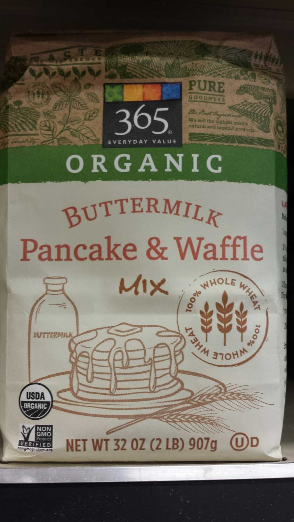 365 Whole wheat buttermilk pancake & waffle mix, whole wheat buttermilk packshot