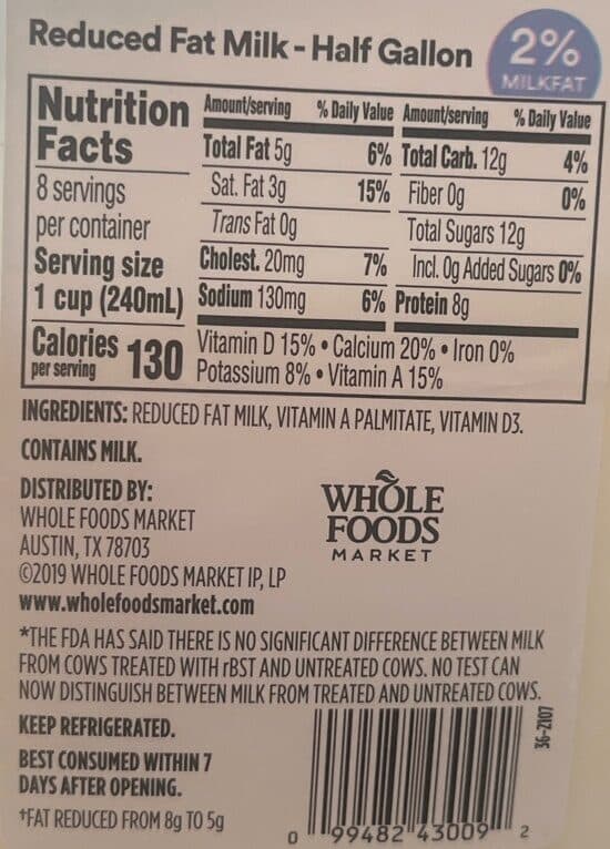 365 Everyday Value Grade A Reduced Fat Milk packshot