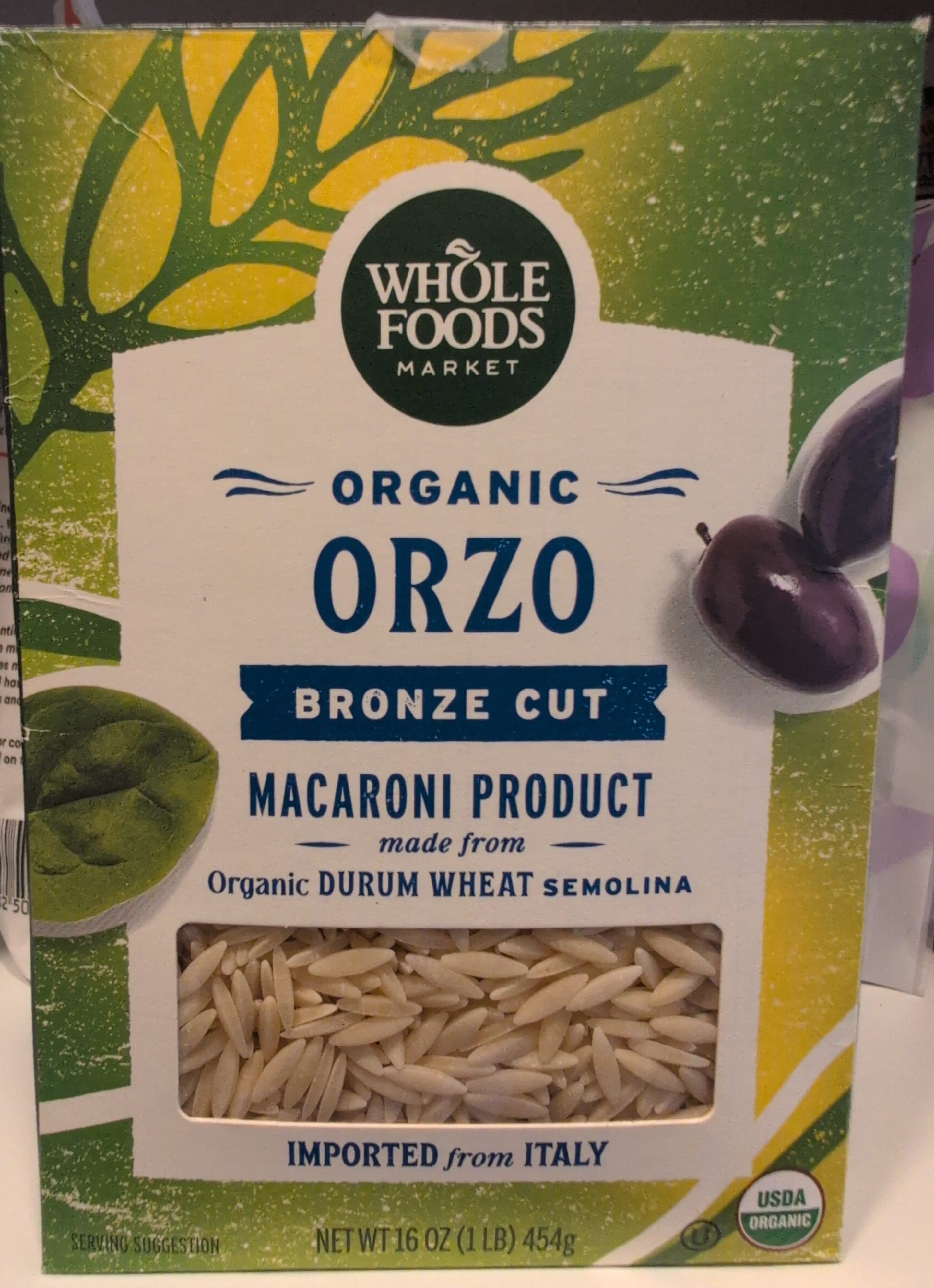 Whole Foods Market Organic Orzo Bronze Cut Macaroni Product packshot