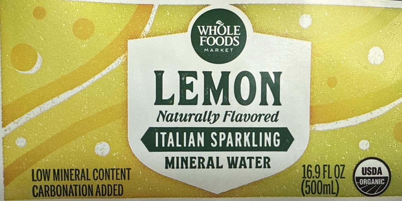 Whole Foods Market Whole foods market, italian sparkling mineral water, lemon packshot