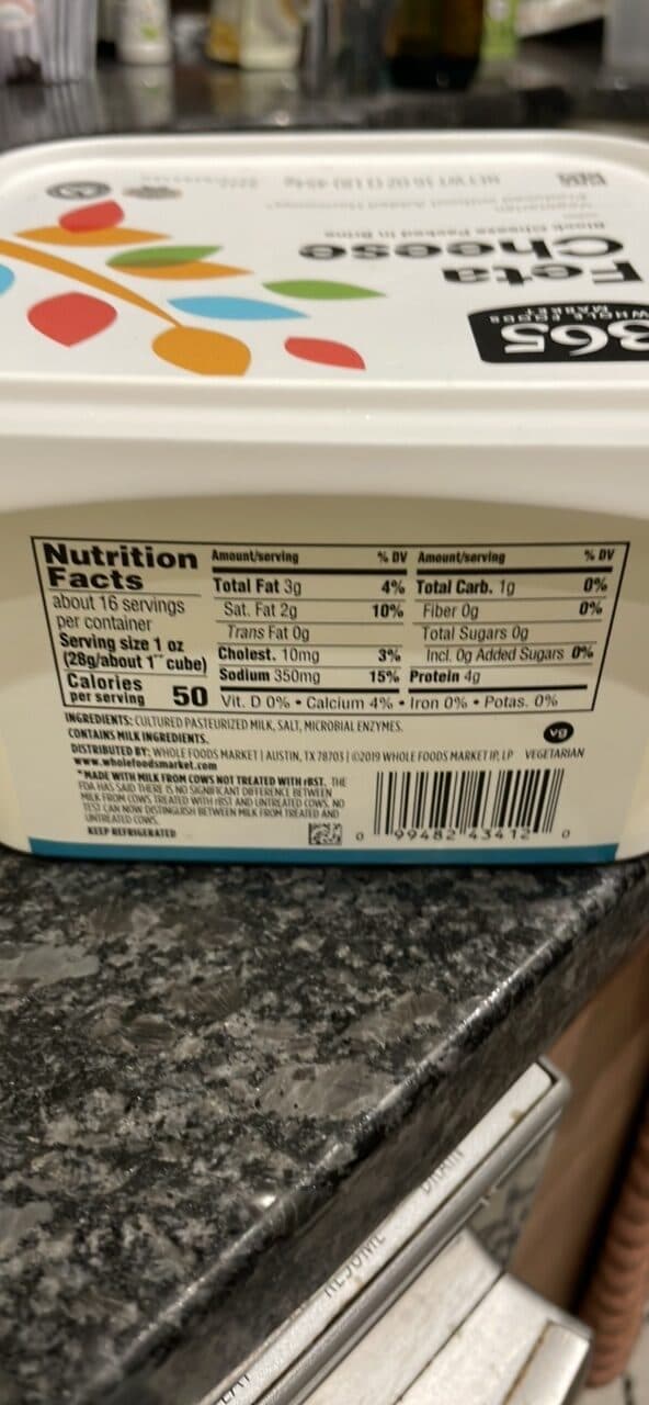 365 Whole Foods Market Feta Cheese packshot
