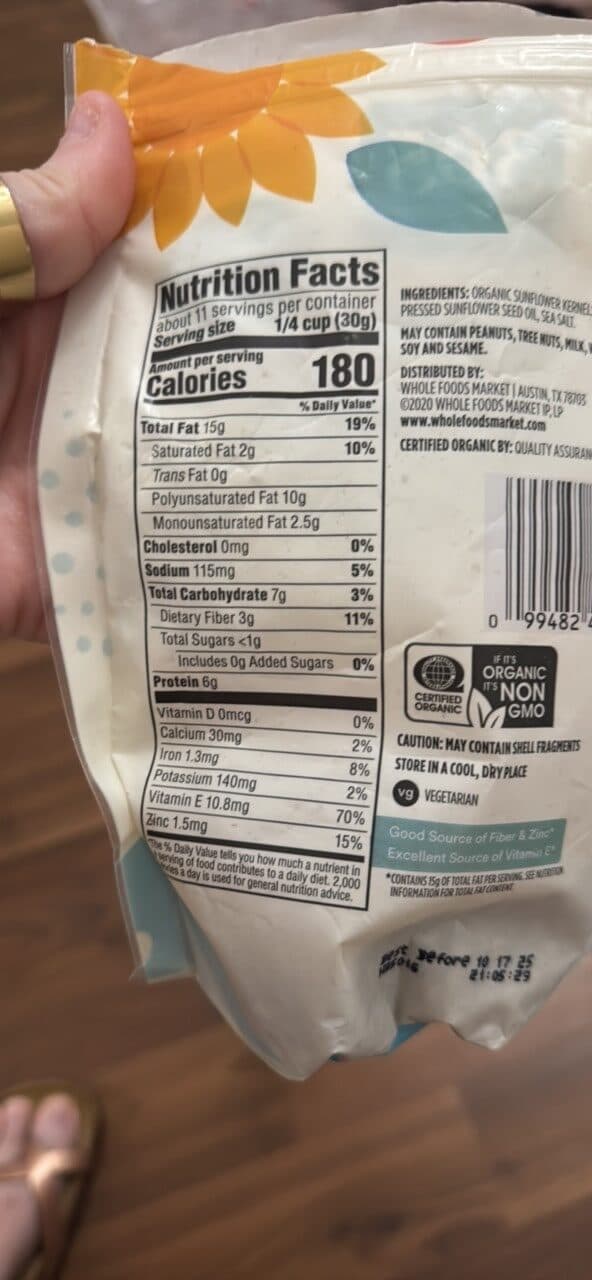 365 Whole Foods Market Organic Sunflower Kernels packshot
