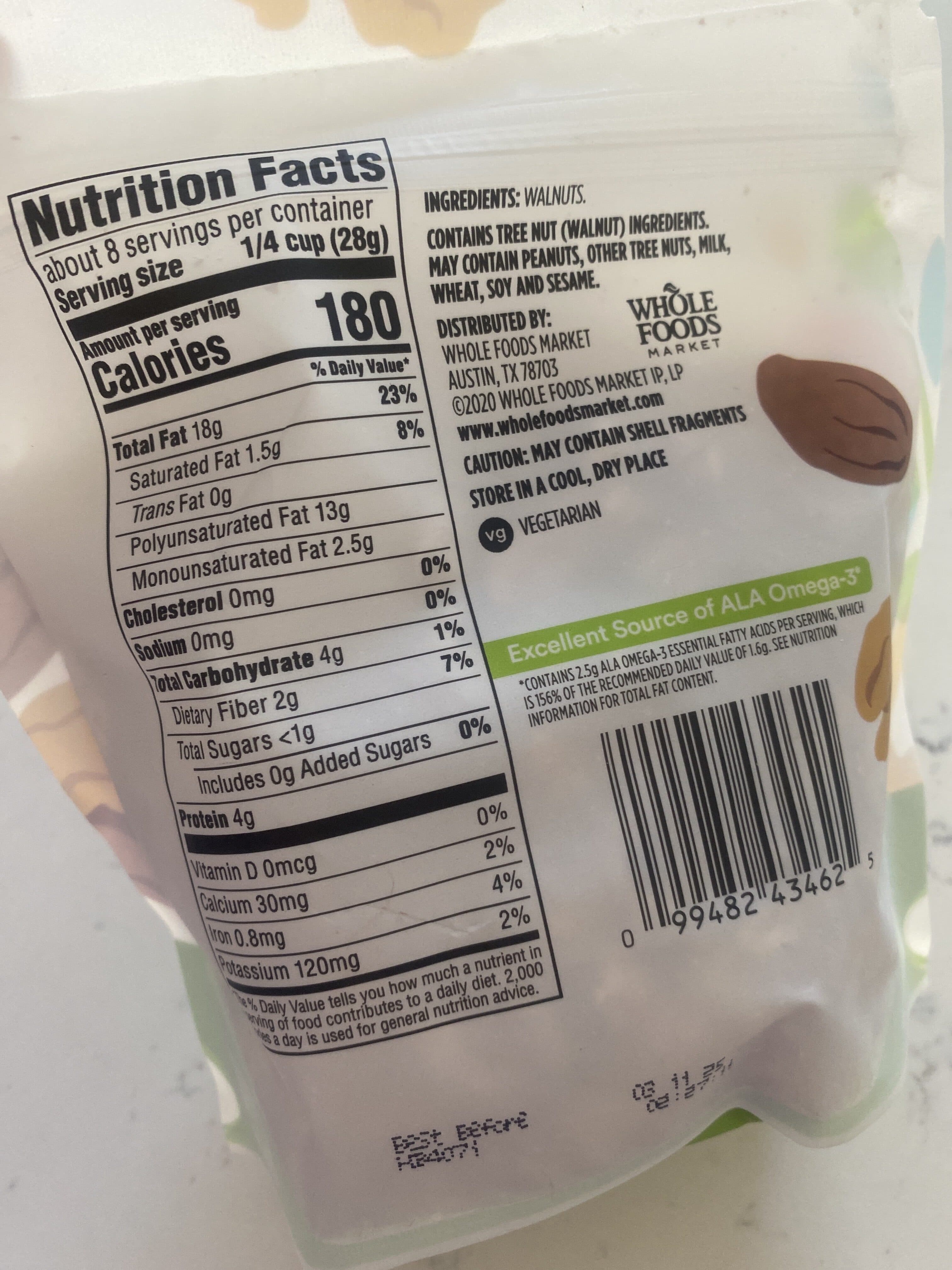 Whole Foods 365 Chopped Walnuts packshot