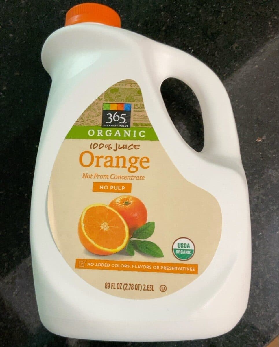 365 Everyday Value Organic 100% orange juice packshot