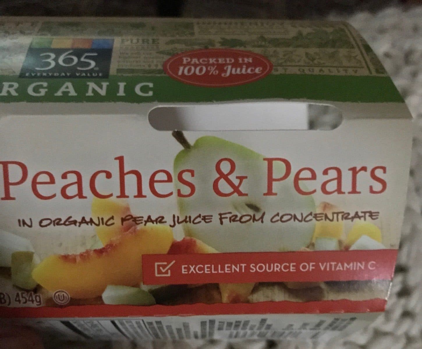 365 Everyday Value 365 everyday value, organic juice for concentrate, peaches & pears packshot