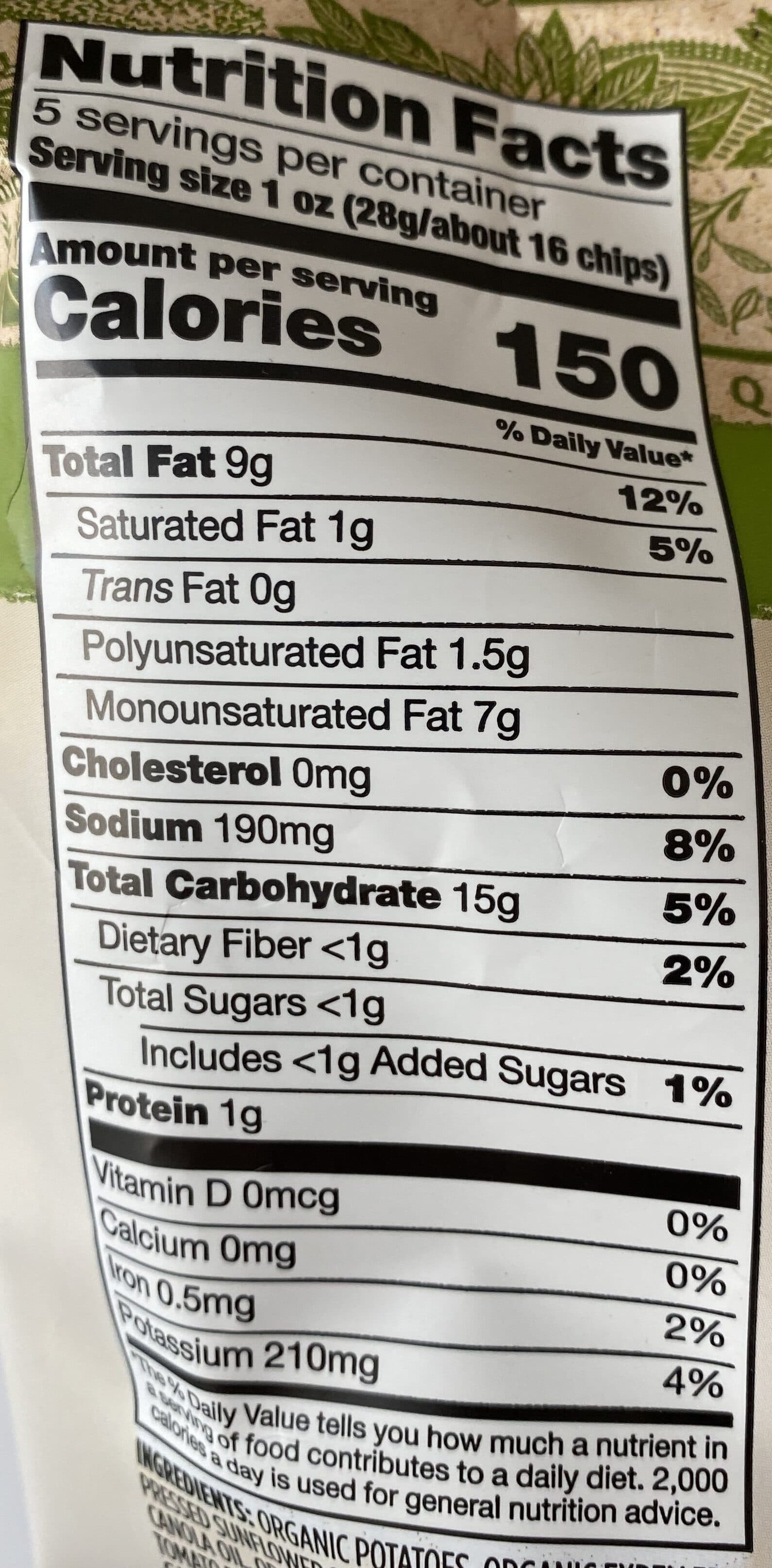 365 Everyday Value Organic potato chips packshot