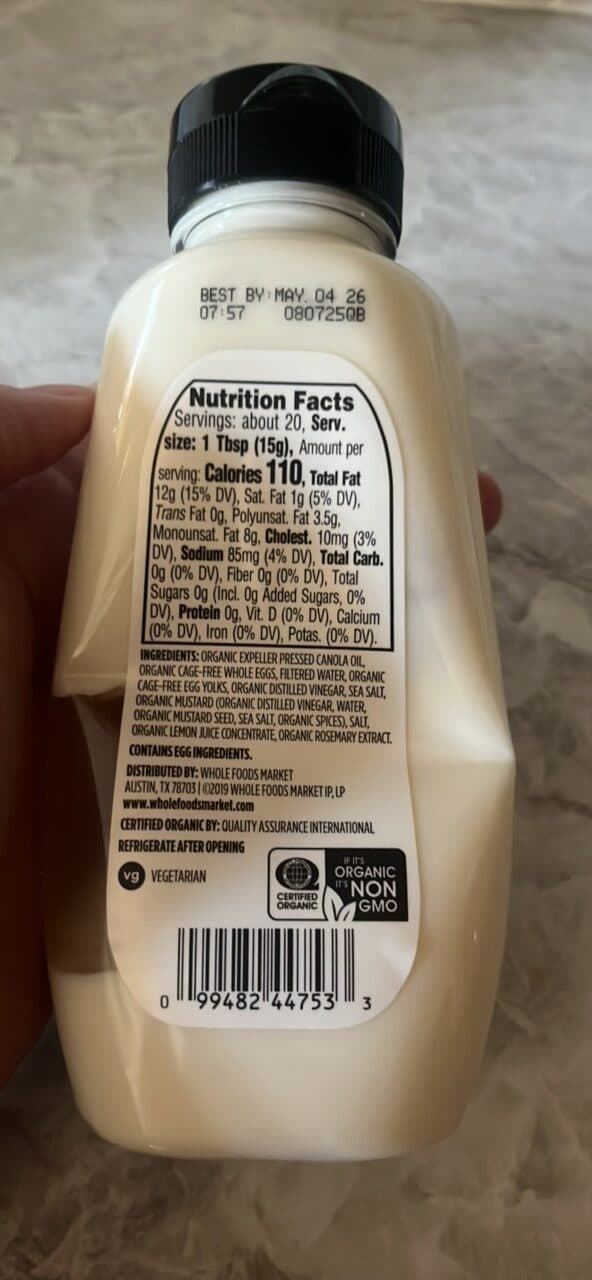 365 Whole Foods Market Organic Mayonnaise packshot