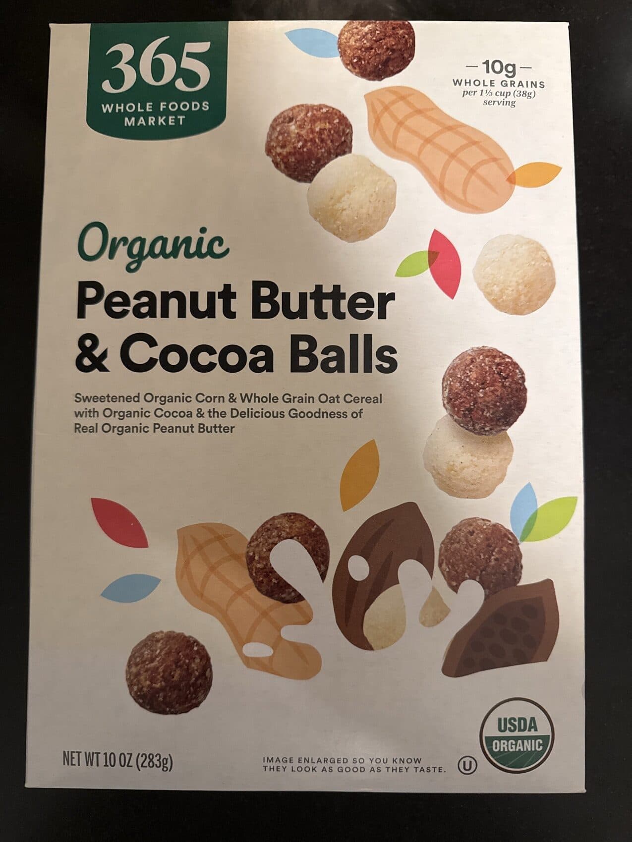 365 Everyday Value organic peanut butter & cocoa balls cereal packshot