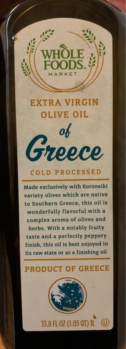 Whole Foods Market Extra virgin olive oil packshot