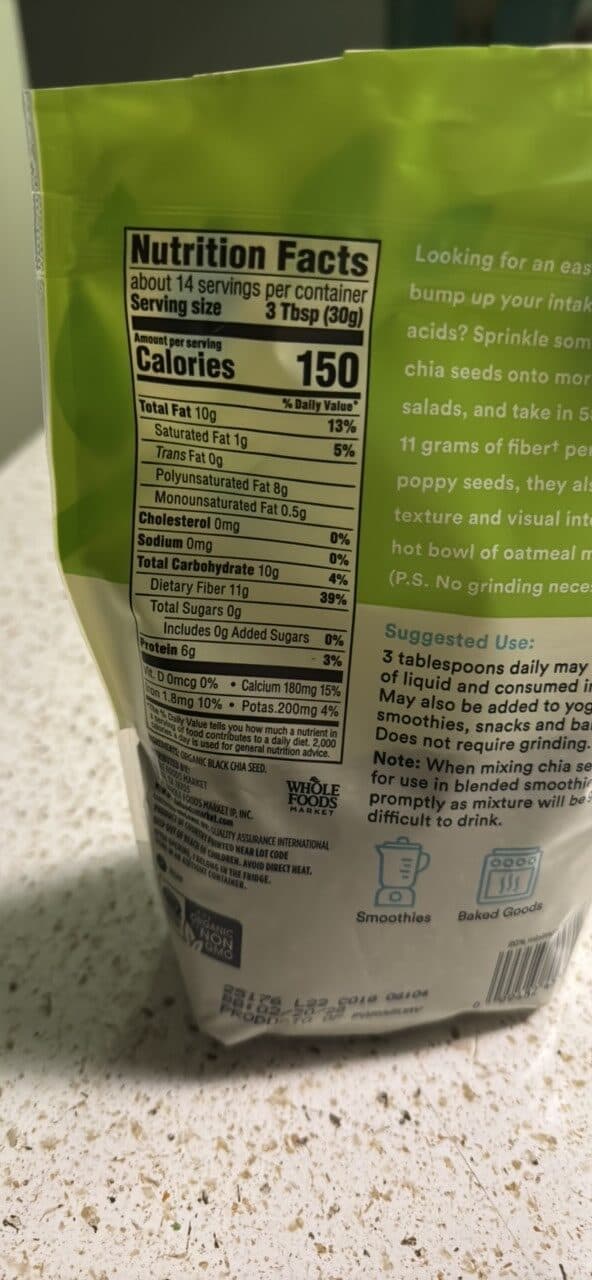 365 Everyday Value Organic Black Chia Seed packshot