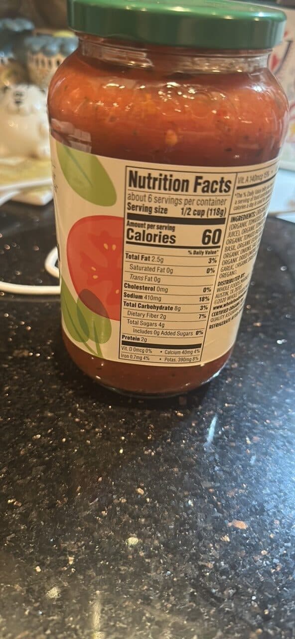 365 Whole Foods Market Organic Tomato Basil Pasta Sauce packshot