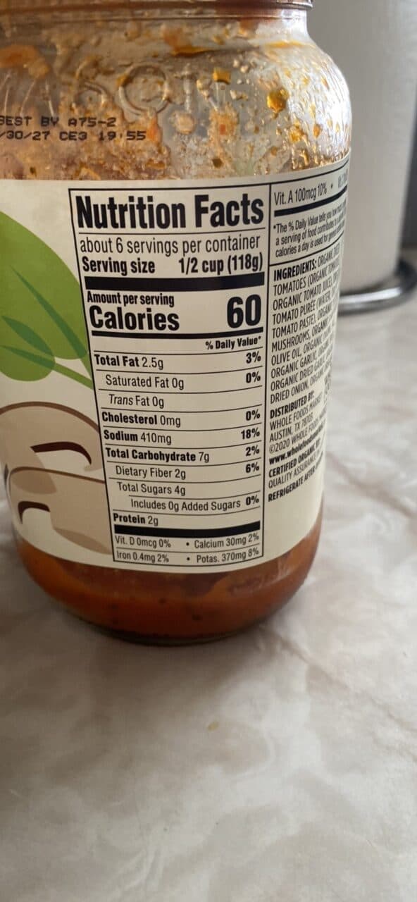 365 Whole Foods Market Organic Portobello Pasta Sauce packshot