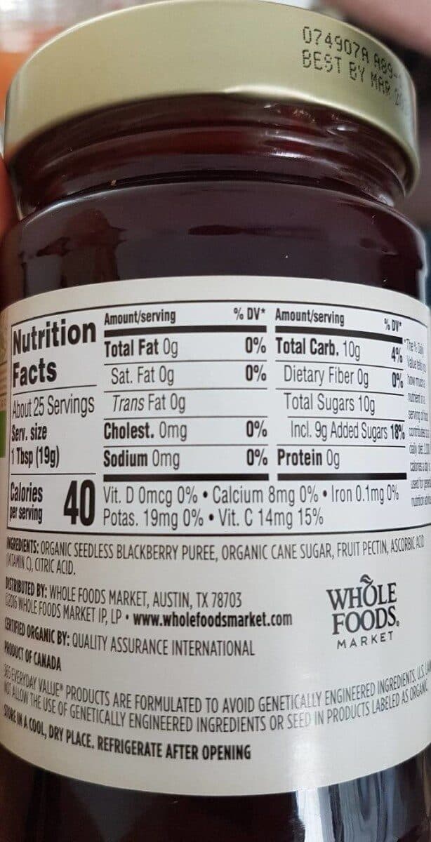 365 Everyday Value Organic Blackberry Conserve packshot