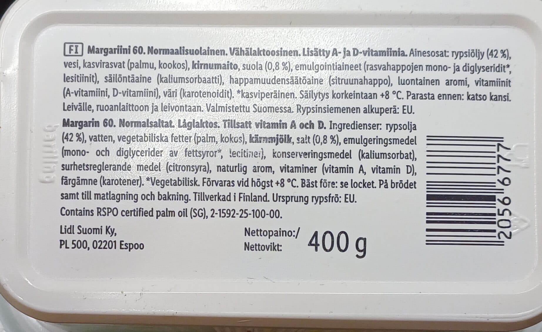Maiju Normaalisuolainen margariini packshot