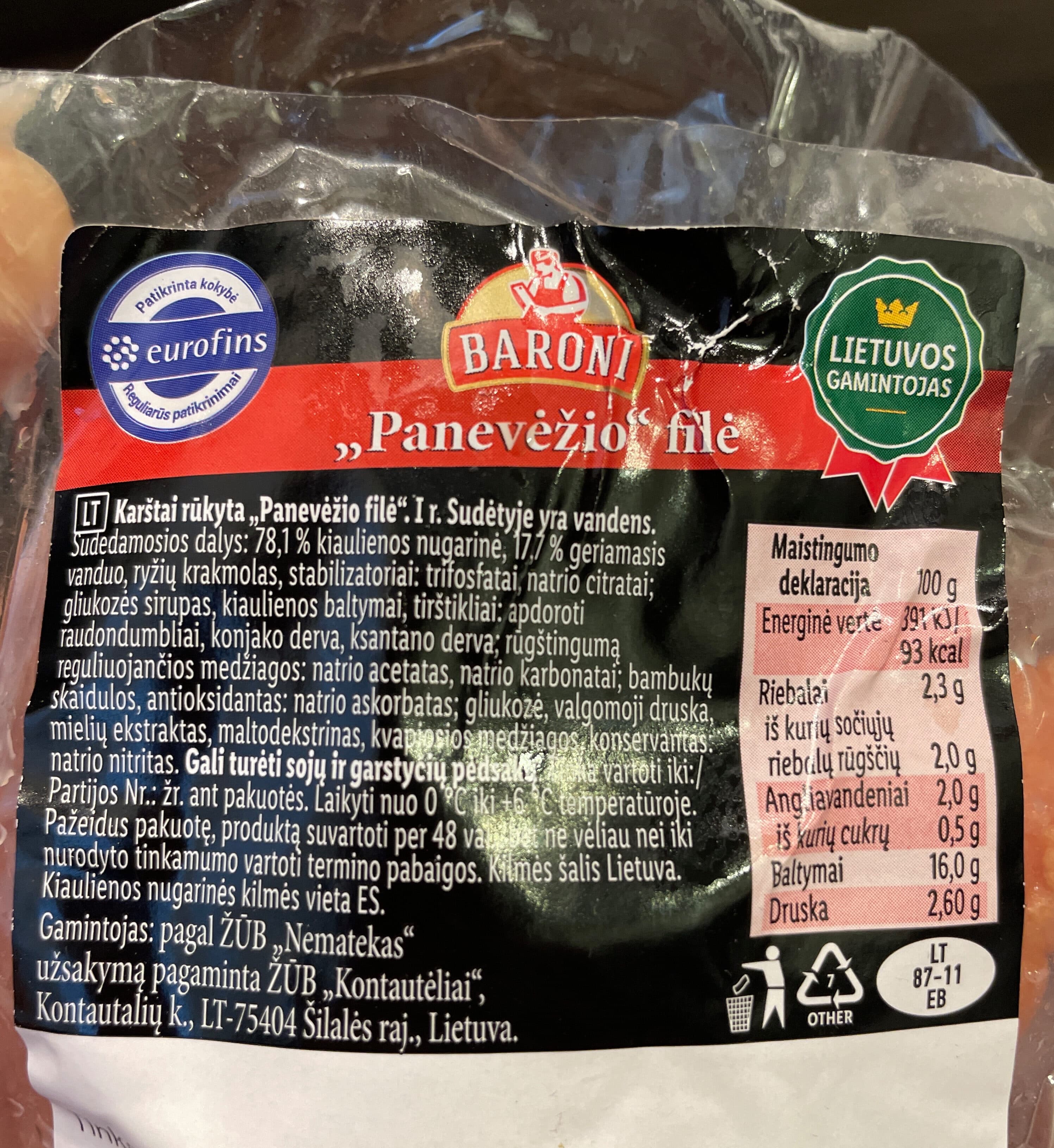 Baroni Hot smoked Panevėžys fillet packshot