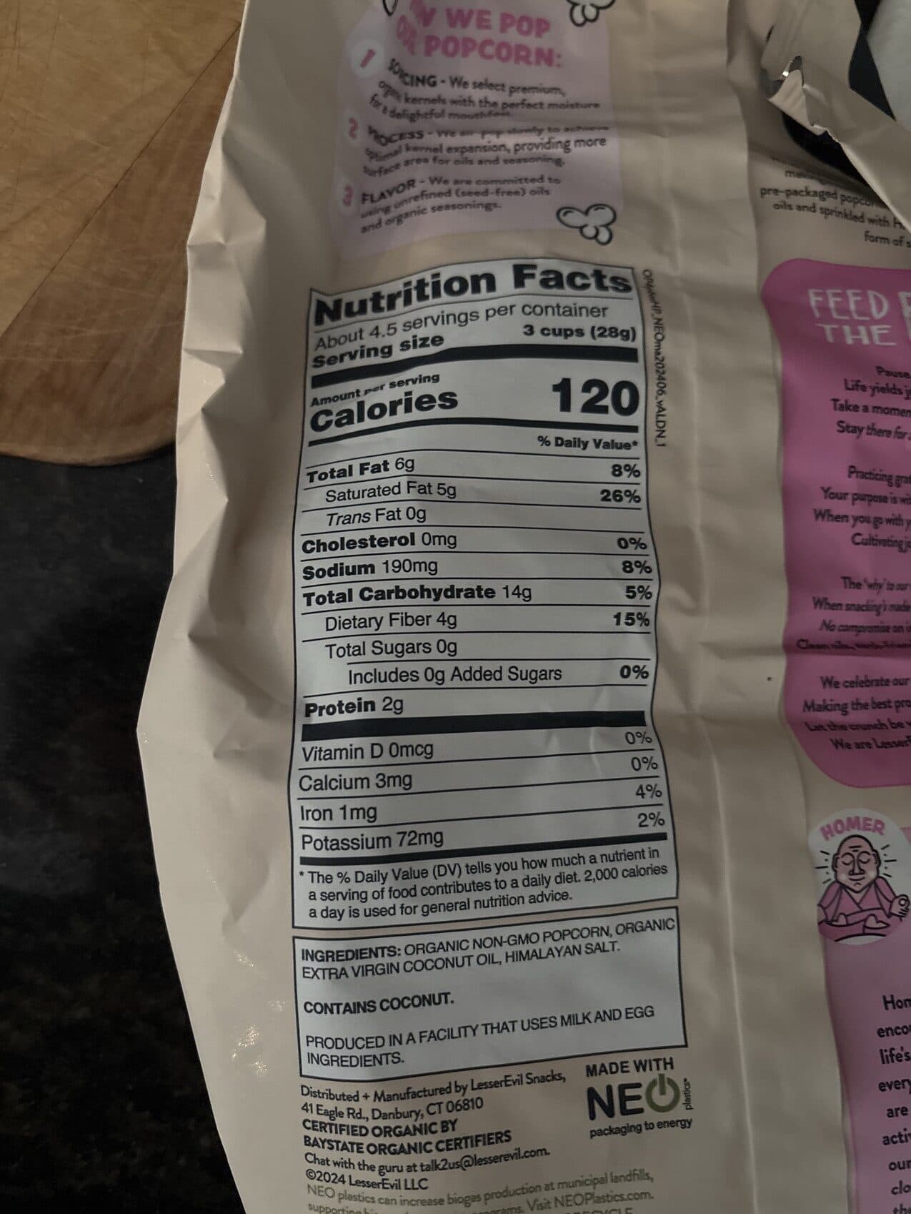 Lesser Evil Popcorn Himalayan Pink Salt packshot