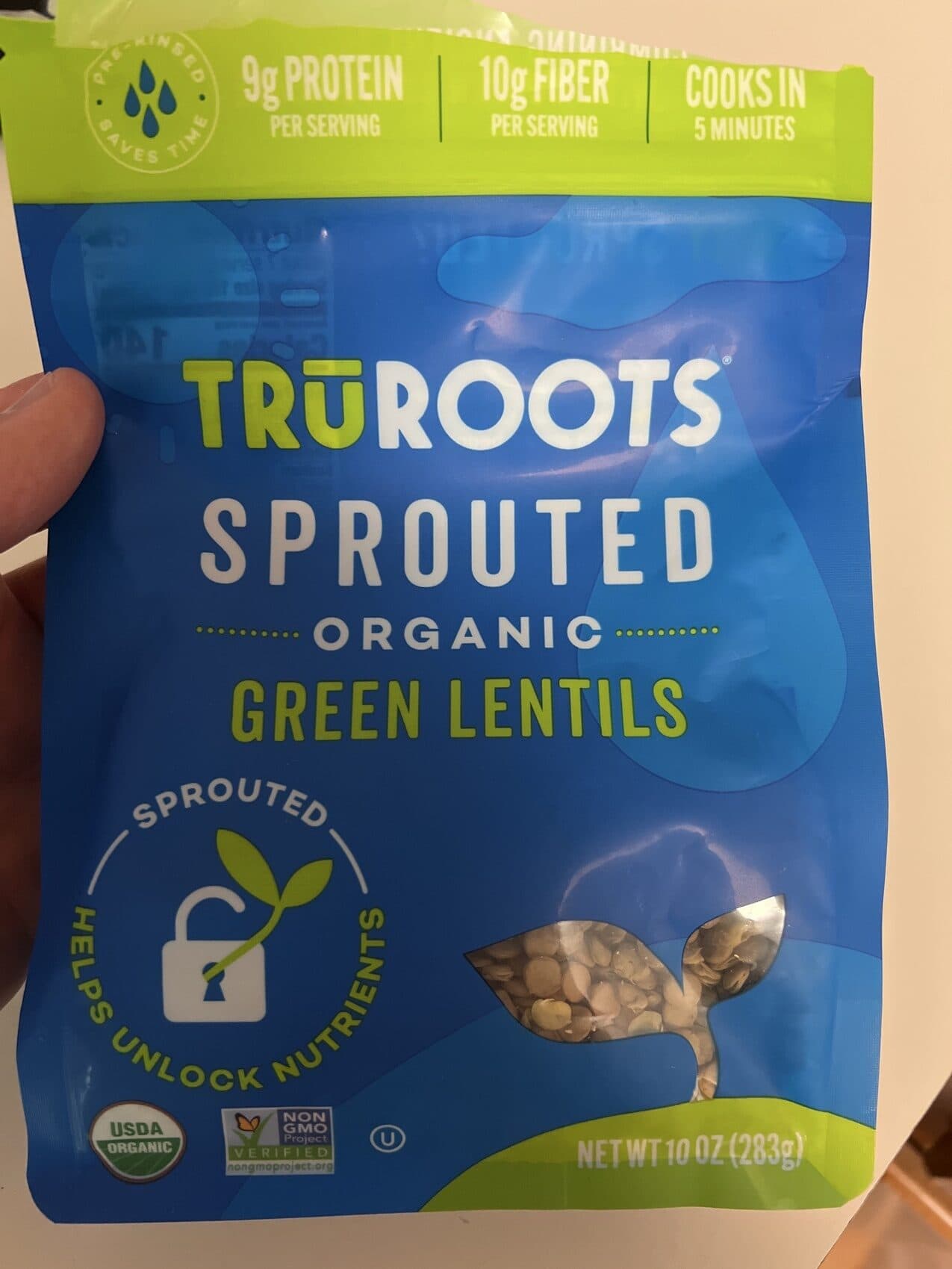 TruRoots Organic Sprouted Green Lentils packshot