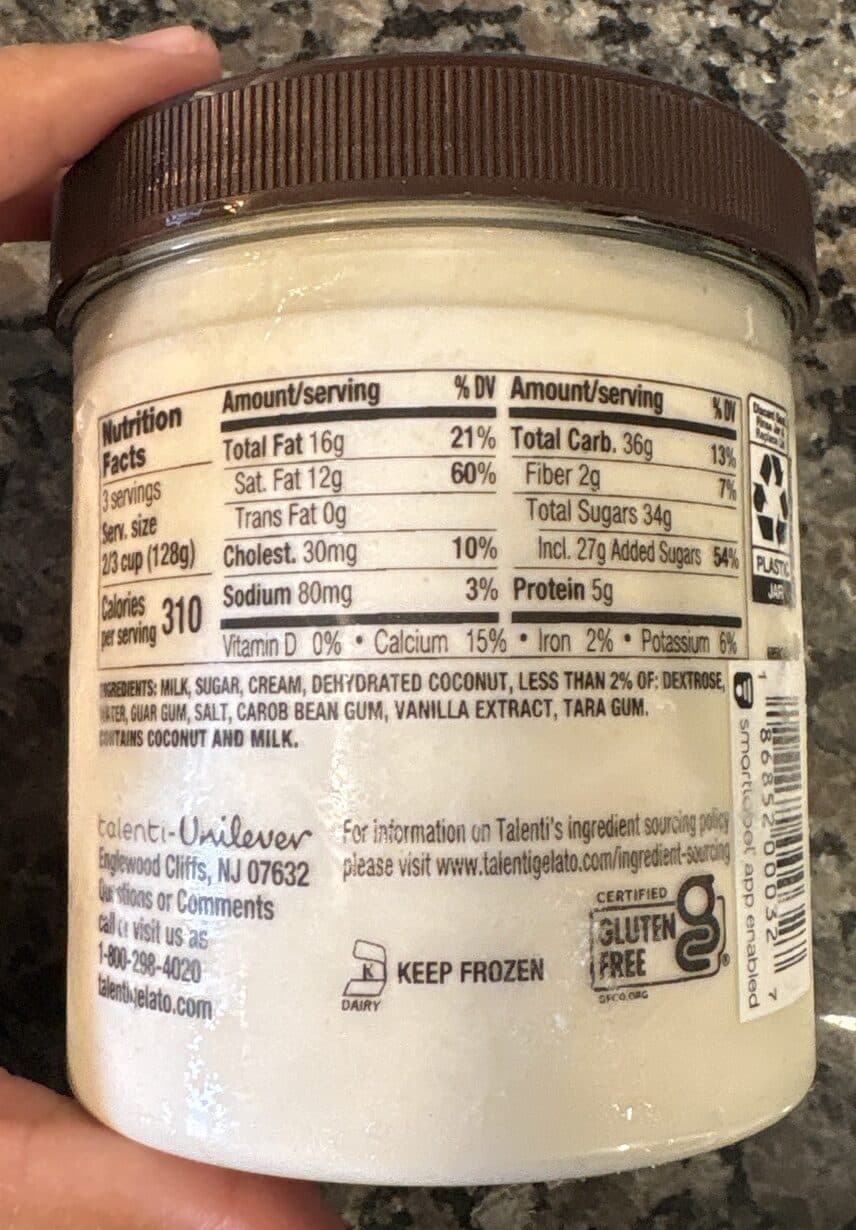 Talenti Caribbean coconut gelato, caribbean coconut packshot