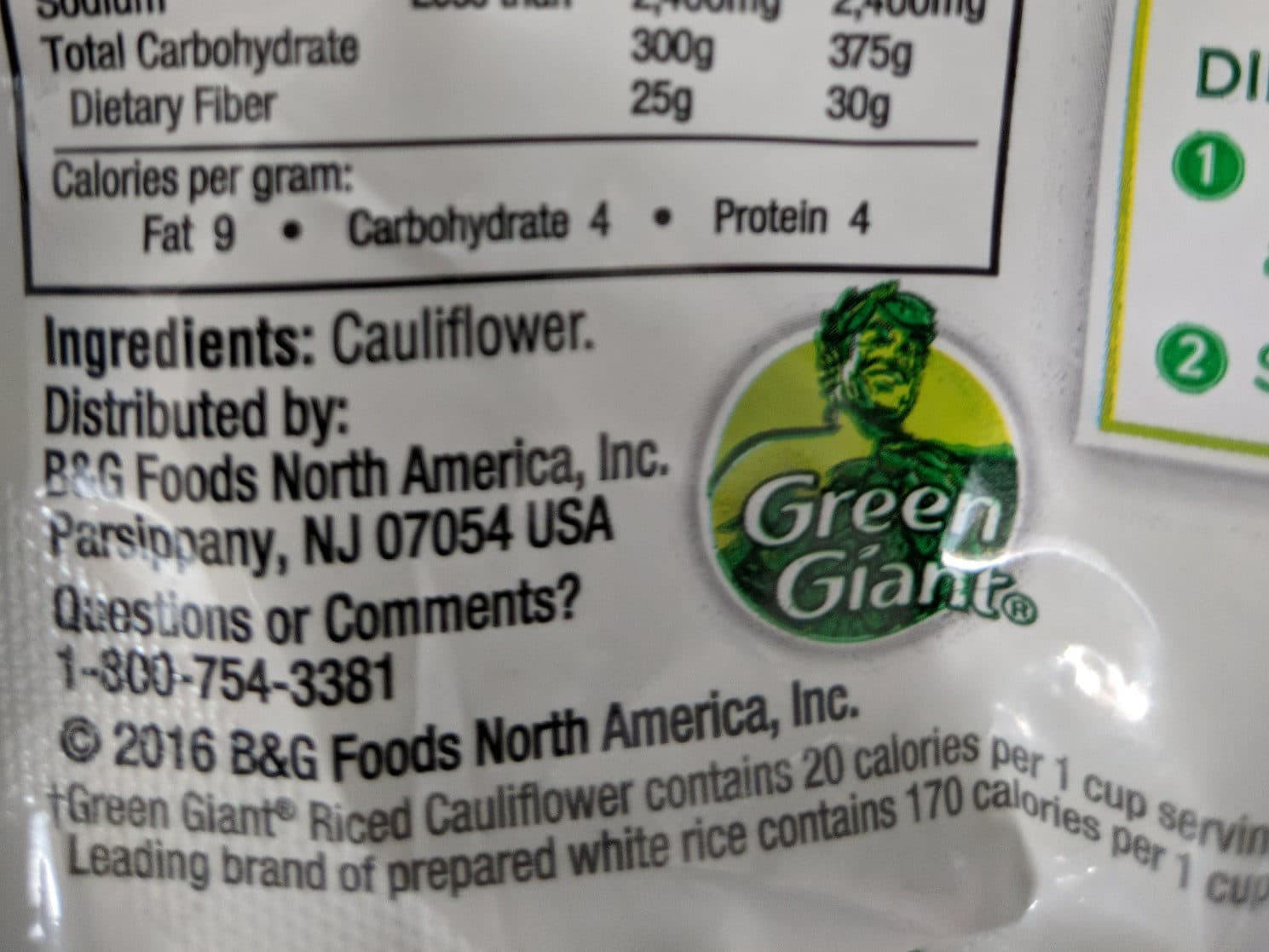 Green Giant RICED VEGGIES CAULIFLOWER packshot