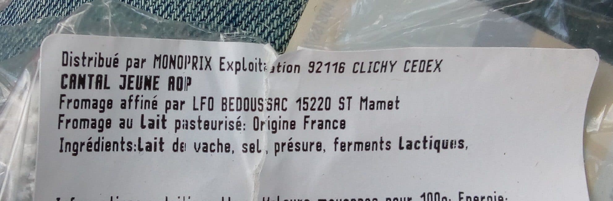 Monoprix Cantal packshot