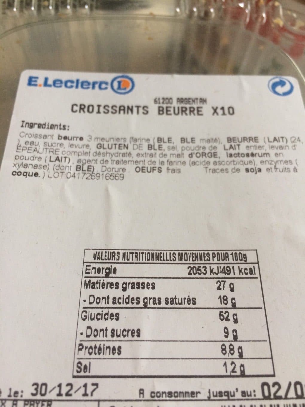 Leclerc Croissant beurre X10 packshot