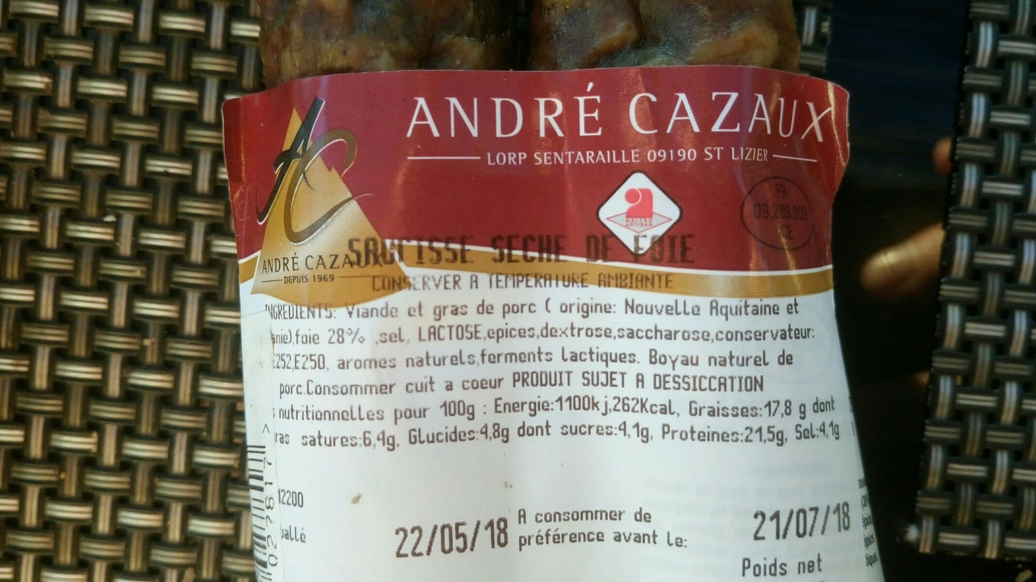 Open Food Facts Saucisse sèche de foie packshot