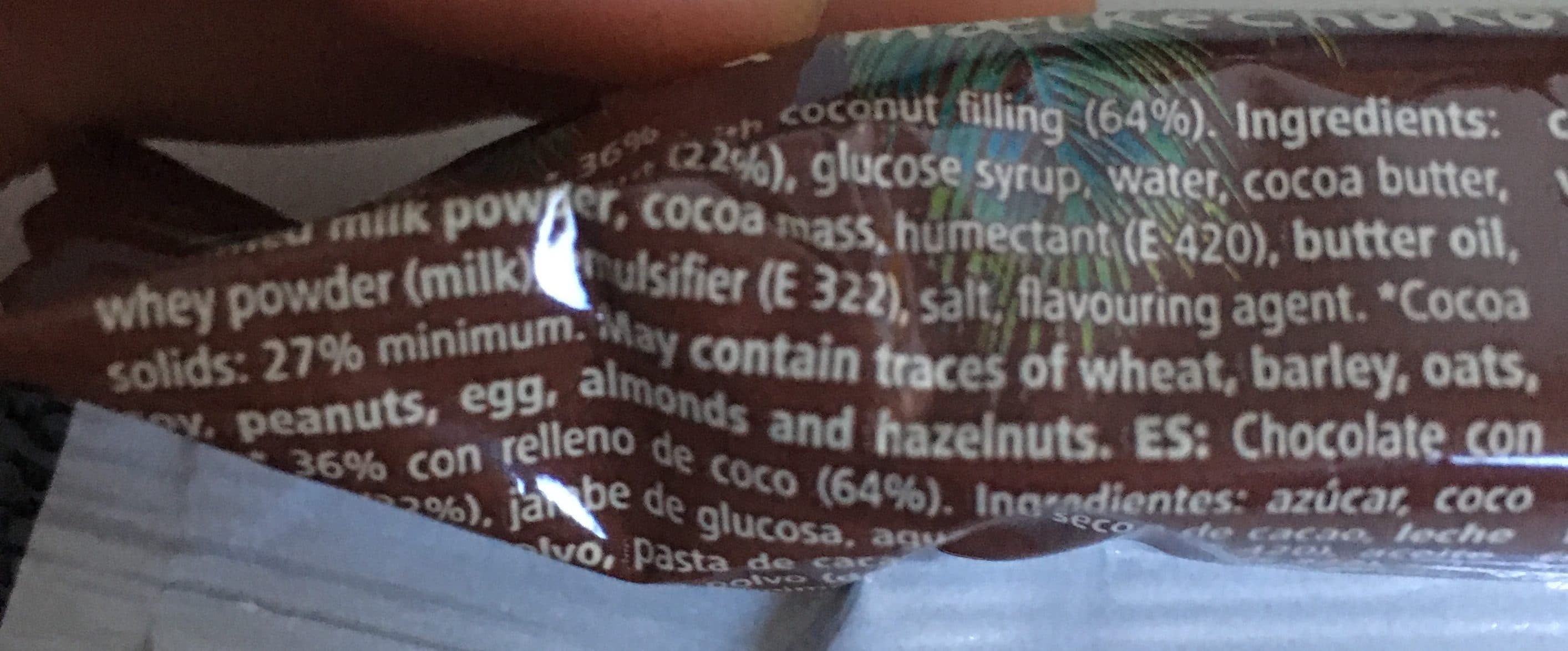 Tiger Coconut bar milk chocolate coated packshot