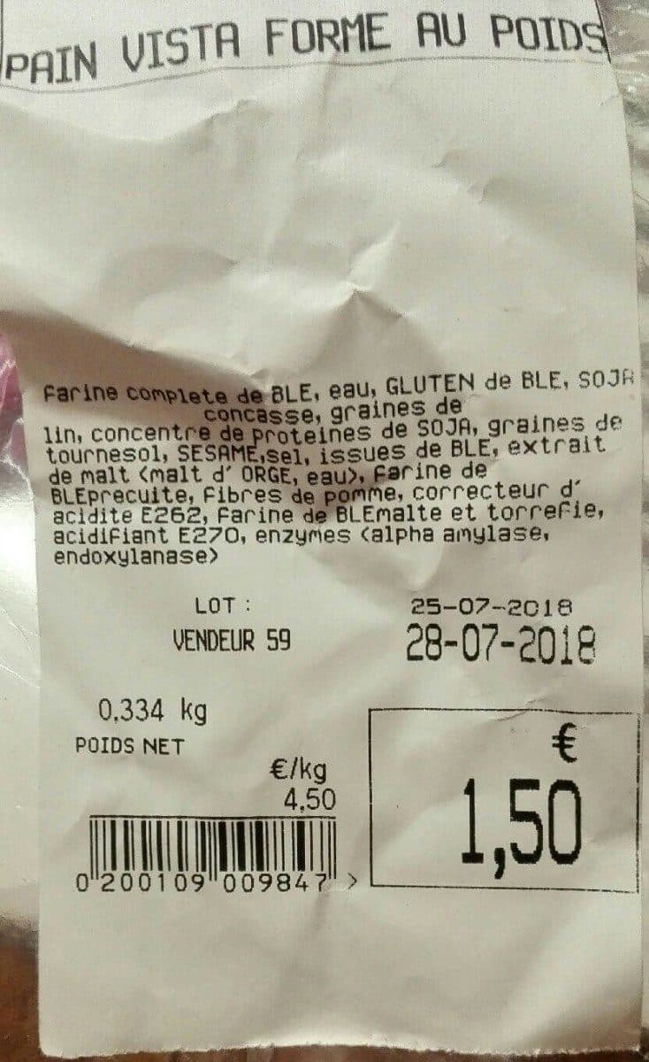 Open Food Facts Pain Vista Forme au poids packshot