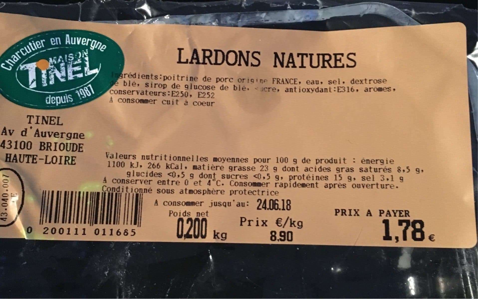 Open Food Facts Lardons natures packshot