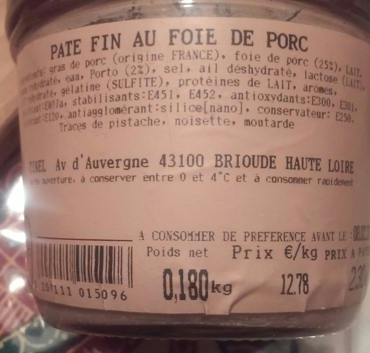 Open Food Facts Pâté fin au foie de porc packshot