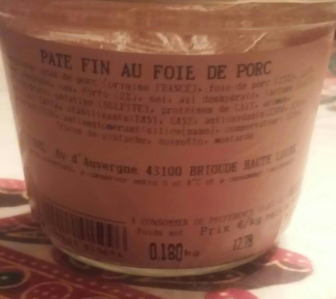Open Food Facts Pâté fin au foie de porc packshot