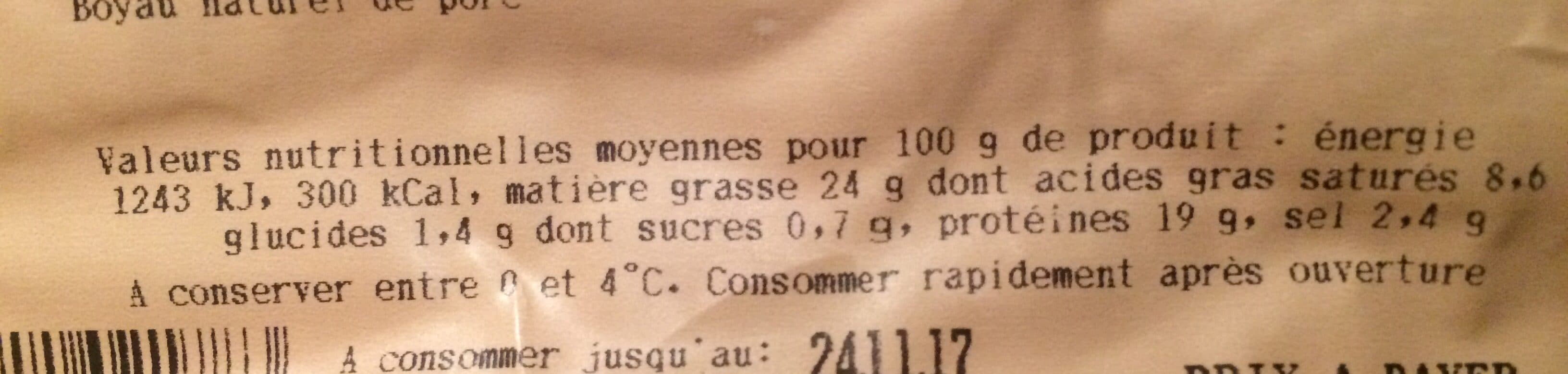 Charcuterie Tinel Saucisse fumée cuite au bois de hetre packshot
