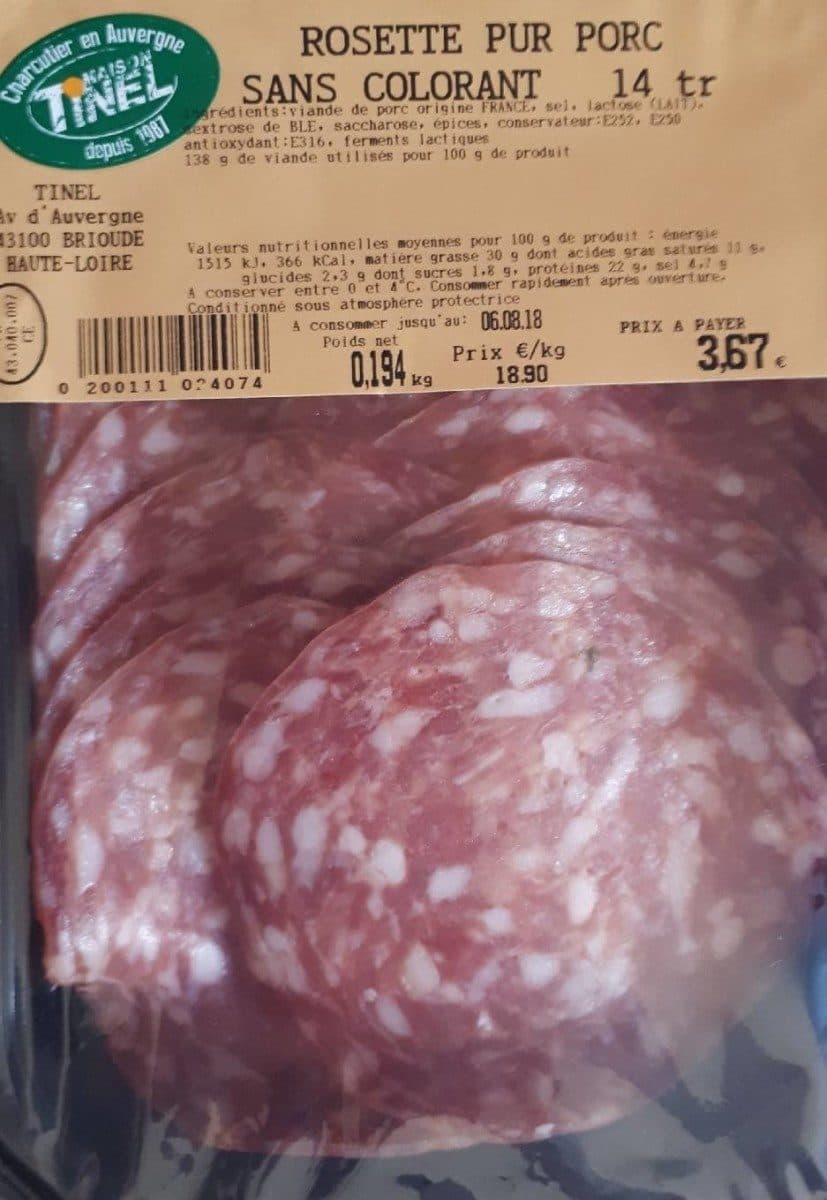 Open Food Facts Rosette pur porc packshot