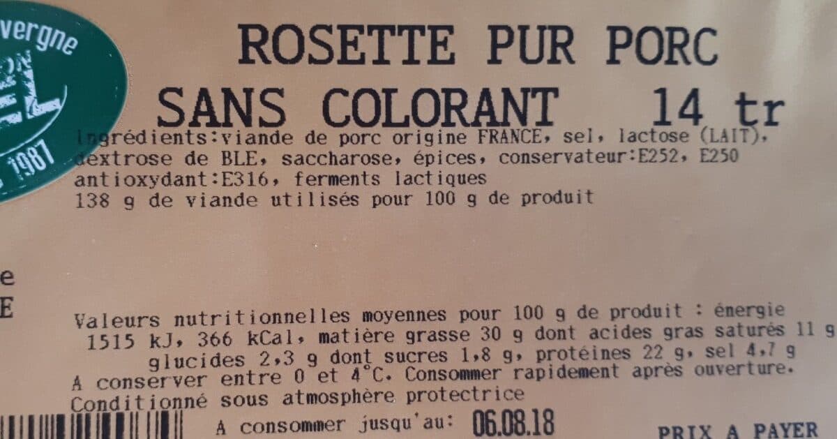 Open Food Facts Rosette pur porc packshot