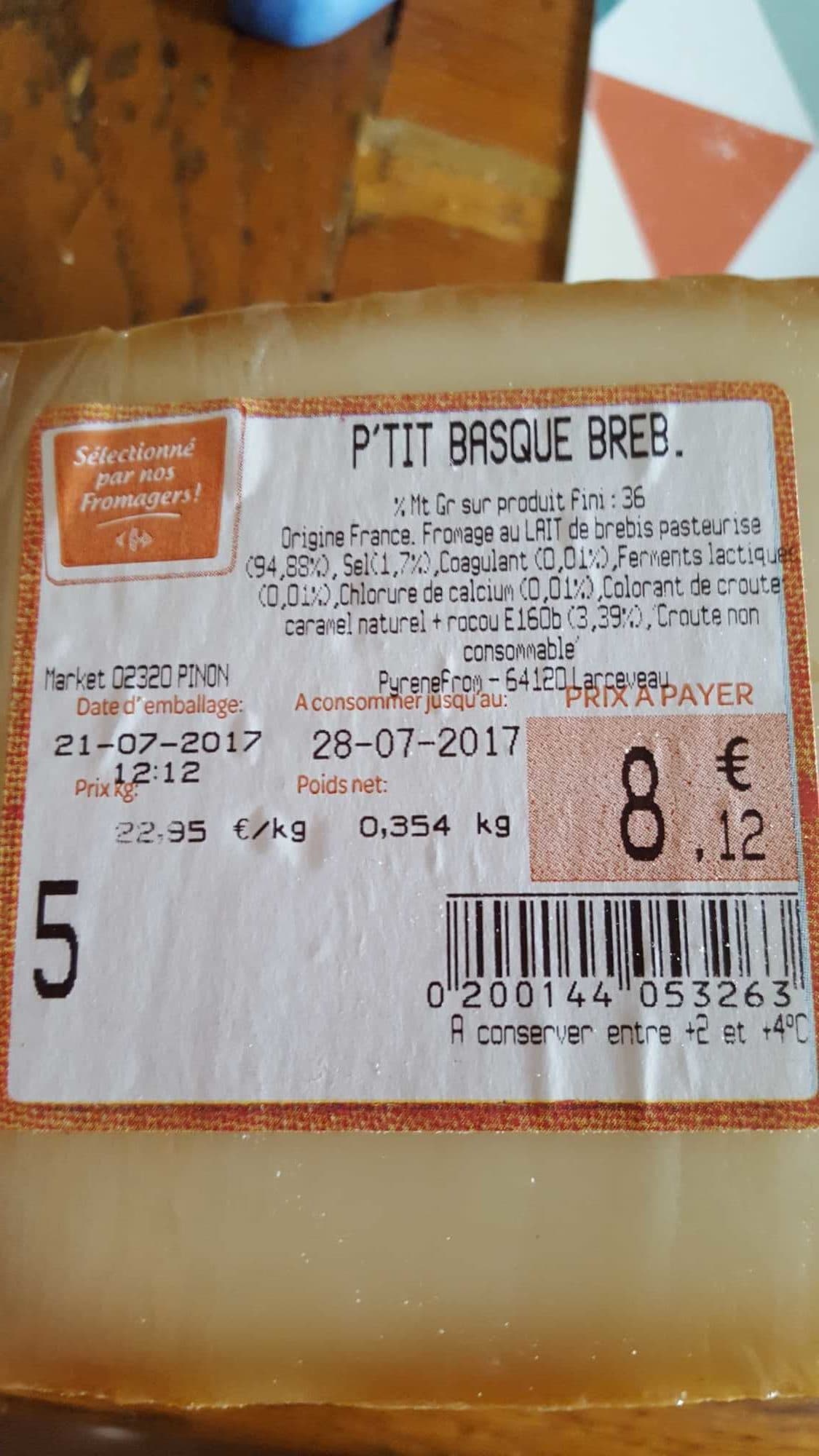 Sélection par nos fromager Carrefour P'tit basque breb packshot