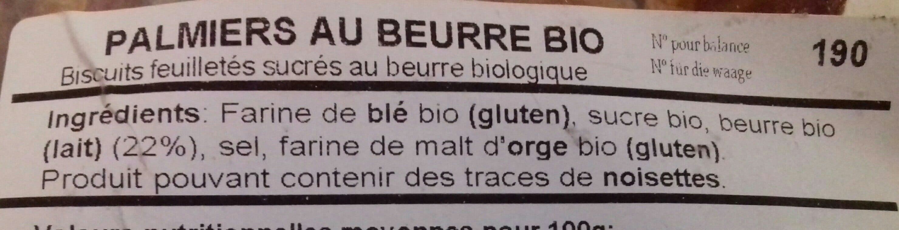 Open Food Facts Palmiers au beurre bio packshot
